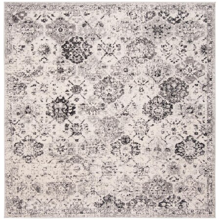 Flowers First 10 x 10 ft. Madison Bohemian Square Power Loomed Rug Silver & Grey FL1890525